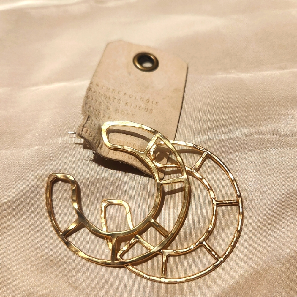 Anthropologie 2" Metal Ladder Gold Earrings